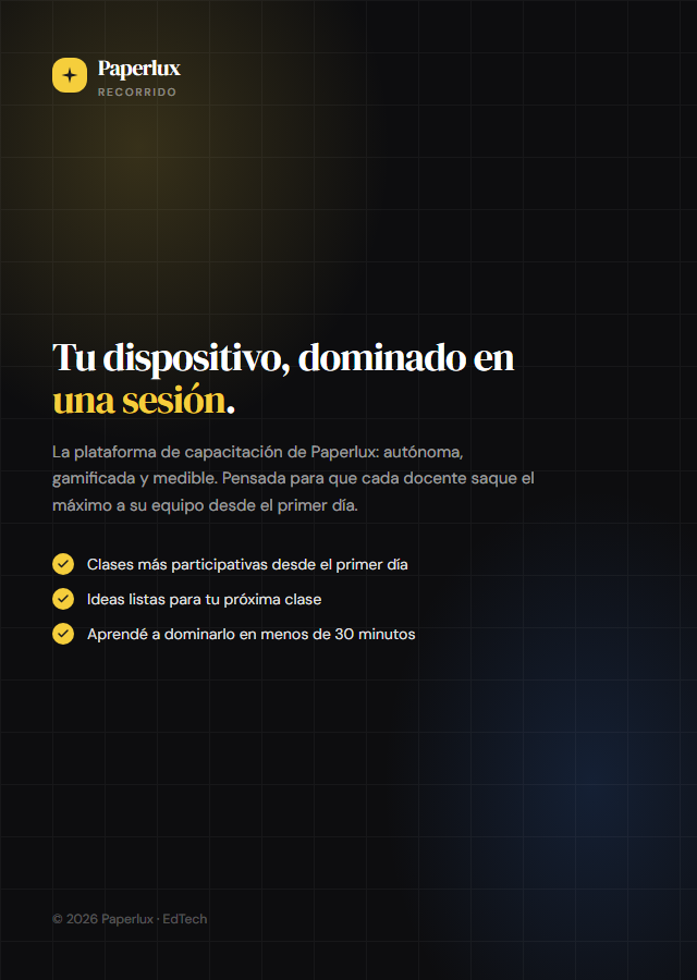 MiPaperlux — Onboarding gamificado para docentes